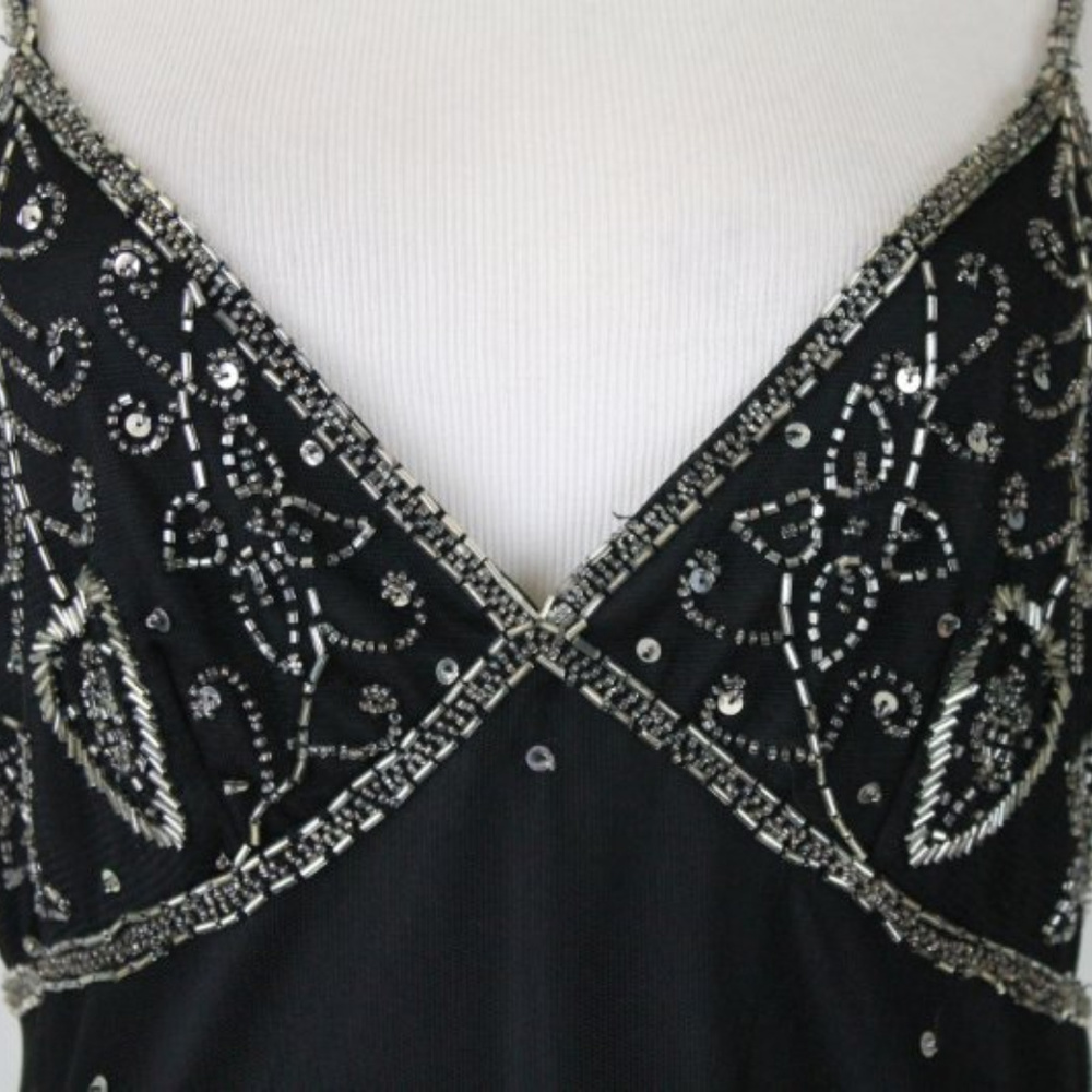 Vintage Adrianna Papell Beaded Black Tunic Top - Picture 6 of 8